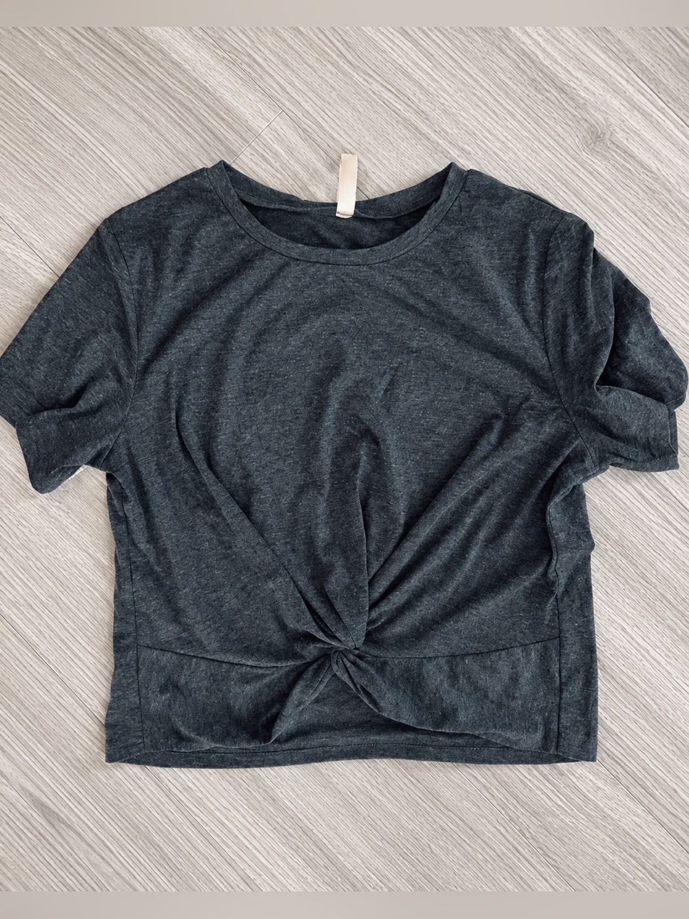 JINKESI Casual Short Sleeve Blouse Round Neck Crop Twist Front Tee T-Shirt